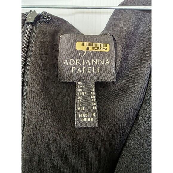 ADRIANNA PAPELL Womens Black Gathered Short Sleeve Surplice Neckline Cocktail Wi - Picture 11 of 16